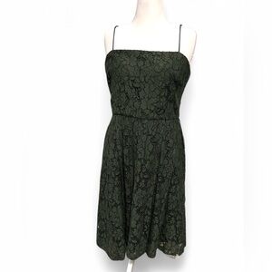 Lauren Ralph Lauren green lace sleeveless midi dress size 14